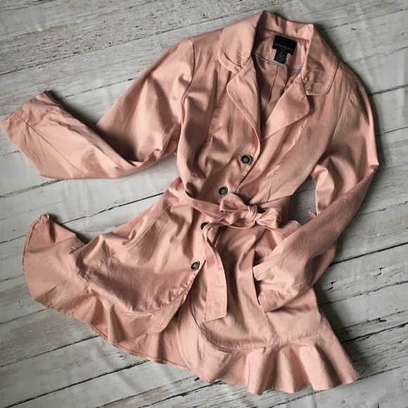 Cynthia Rowley Jackets & Blazers - Pink ruffle coat with belt size 1x